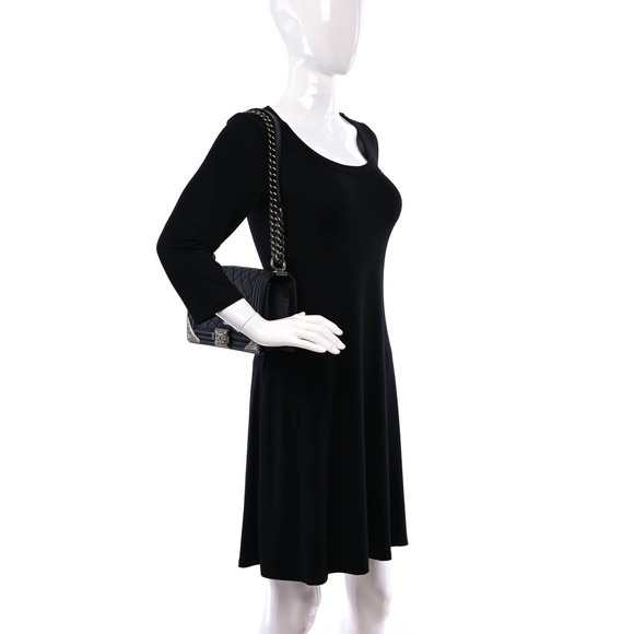 ❌❌ Chanel Boy Bag Metal Old Medium Classic Quilted Black Flap CC Leboy Calfskin - Picture 2 of 16